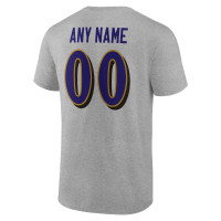 Baltimore Ravens Fanatics Branded Team Authentic Custom T-Shirt - Heathered Gray