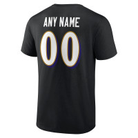 Baltimore Ravens Fanatics Branded Team Authentic Personalized Name & Number T-Shirt - Black