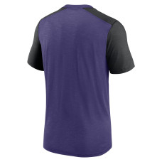 Baltimore Ravens Nike Color Block Team Name T-Shirt - Heathered Purple/Heathered Black