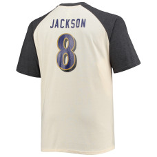 Lamar Jackson Baltimore Ravens Big & Tall Player Name & Number Raglan T-Shirt - Oatmeal