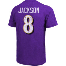 Lamar Jackson Baltimore Ravens Majestic Threads Tri-Blend Name & Number T-Shirt - Purple