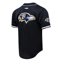 Lamar Jackson Baltimore Ravens Pro Standard Mesh Baseball Button-Up T-Shirt - Black