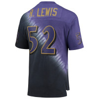 Ray Lewis Baltimore Ravens Mitchell & Ness Retired Player Name & Number Diagonal Tie-Dye V-Neck T-Shirt - Purple/Black