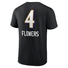 Zay Flowers Baltimore Ravens Fanatics Branded Team Wordmark Player Name & Number T-Shirt - Black