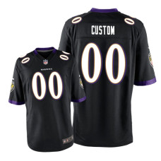 Men Baltimore Ravens #00 Black Custom Nike Game Jersey