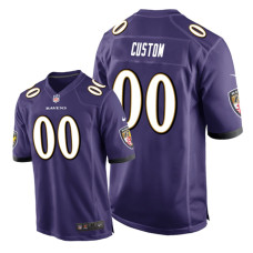 Men Baltimore Ravens #00 Purple Custom Nike Game Jersey