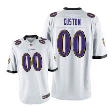 Men Baltimore Ravens #00 White Custom Nike Game Jersey