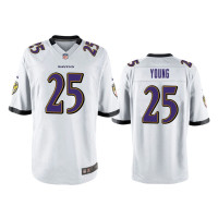 Men Baltimore Ravens #25 White Tavon Young Nike Game Jersey