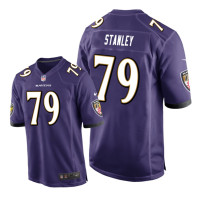 Men Baltimore Ravens #79 Purple Ronnie Stanley Nike Game Jersey