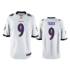 Men Baltimore Ravens #9 White Justin Tucker Nike Game Jersey