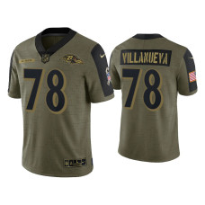 Men Baltimore Ravens #78 Alejandro Villanueva Olive 2021 Salute To Service Limited Jersey