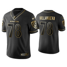 Men Baltimore Ravens #78 Golden Edition Vapor Limited Ravens Alejandro Villanueva Black Jersey