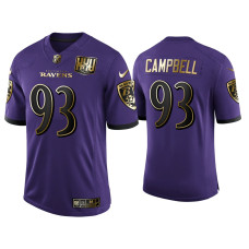 Men Baltimore Ravens #93 25th Anniversary Calais Campbell Purple Golden Limited Jersey