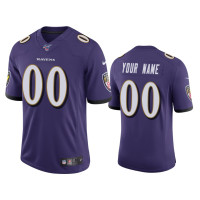 Men Baltimore Ravens #00 100th Season Custom Purple Vapor Limited Jersey