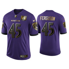 Men Baltimore Ravens #45 25th Anniversary Jaylon Ferguson Purple Golden Limited Jersey