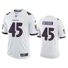 Men Baltimore Ravens #45 Jaylon Ferguson 100th Season White Vapor Limited Jersey