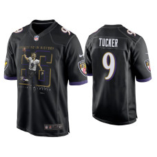 Men Baltimore Ravens #9 Justin Tucker Black Longest Field Goal Game Jersey