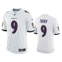 Men Baltimore Ravens #9 Justin Tucker 100th Season White Vapor Limited Jersey