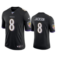 Men Baltimore Ravens #8 Lamar Jackson 100th Season Black Vapor Limited Jersey