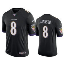 Men Baltimore Ravens #8 Lamar Jackson 100th Season Black Vapor Limited Jersey