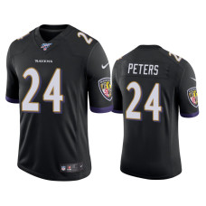 Men Baltimore Ravens #24 Marcus Peters 100th Season Black Vapor Limited Jersey