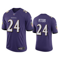 Men Baltimore Ravens #24 Marcus Peters 100th Season Purple Vapor Limited Jersey