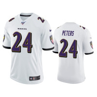 Men Baltimore Ravens #24 Marcus Peters 100th Season White Vapor Limited Jersey