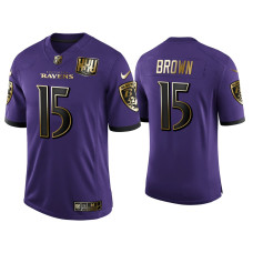 Men Baltimore Ravens #5 25th Anniversary Marquise Brown Purple Golden Limited Jersey