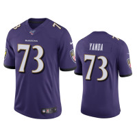 Men Baltimore Ravens #73 Marshal Yanda 100th Season Purple Vapor Limited Jersey