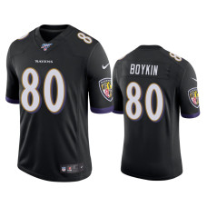 Men Baltimore Ravens #80 Miles Boykin 100th Season Black Vapor Limited Jersey