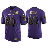 Men Baltimore Ravens #80 25th Anniversary Miles Boykin Purple Golden Limited Jersey