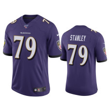 Men Baltimore Ravens #79 Ronnie Stanley 100th Season Purple Vapor Limited Jersey