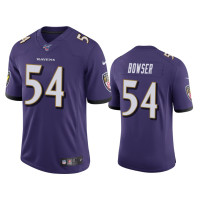 Men Baltimore Ravens #54 Tyus Bowser 100th Season Purple Vapor Limited Jersey