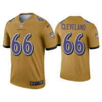 Men Baltimore Ravens #66 Ben Cleveland Gold Inverted Legend Jersey