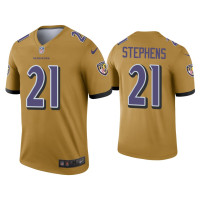 Men Baltimore Ravens #21 Brandon Stephens Gold Inverted Legend Jersey