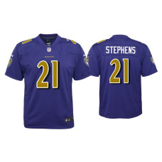 Youth Baltimore Ravens #21 Brandon Stephens Purple Color Rush Game Jersey