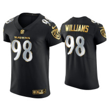 Men Baltimore Ravens #98 Brandon Williams Black Golden Edition Elite Jersey