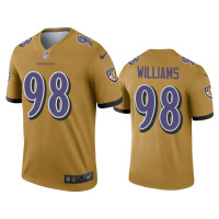 Men Baltimore Ravens #98 Brandon Williams Gold Inverted Legend Jersey