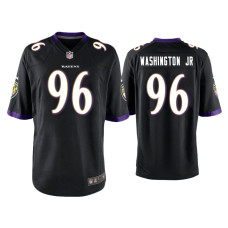 Men Baltimore Ravens #96 Broderick Washington Jr. Black Game Jersey