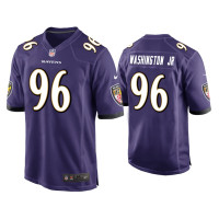 Men Baltimore Ravens #96 Broderick Washington Jr. Purple Game Jersey