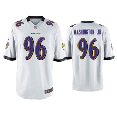 Men Baltimore Ravens #96 Broderick Washington Jr. White Game Jersey