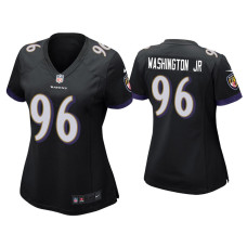 Women Baltimore Ravens #96 Broderick Washington Jr. Black Game Jersey