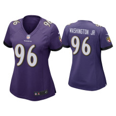 Women Baltimore Ravens #96 Broderick Washington Jr. Purple Game Jersey