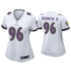 Women Baltimore Ravens #96 Broderick Washington Jr. White Game Jersey