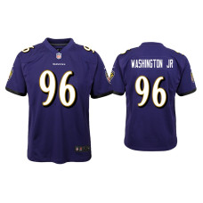 Youth Baltimore Ravens #96 Broderick Washington Jr. Purple Game Jersey