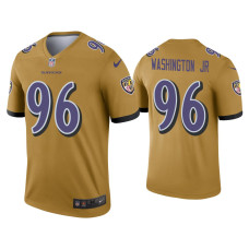 Men Baltimore Ravens #96 Broderick Washington Jr. Gold Inverted Legend Jersey