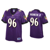 Women Baltimore Ravens #96 Broderick Washington Jr. Purple Pro Line Jersey