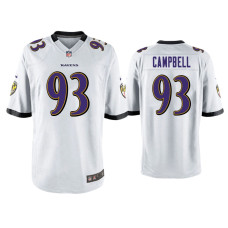 Men Baltimore Ravens #93 Calais Campbell White Game Jersey