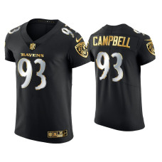 Men Baltimore Ravens #93 Calais Campbell Black Golden Edition Elite Jersey