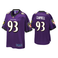 Men Baltimore Ravens #93 Calais Campbell Purple Pro Line Jersey